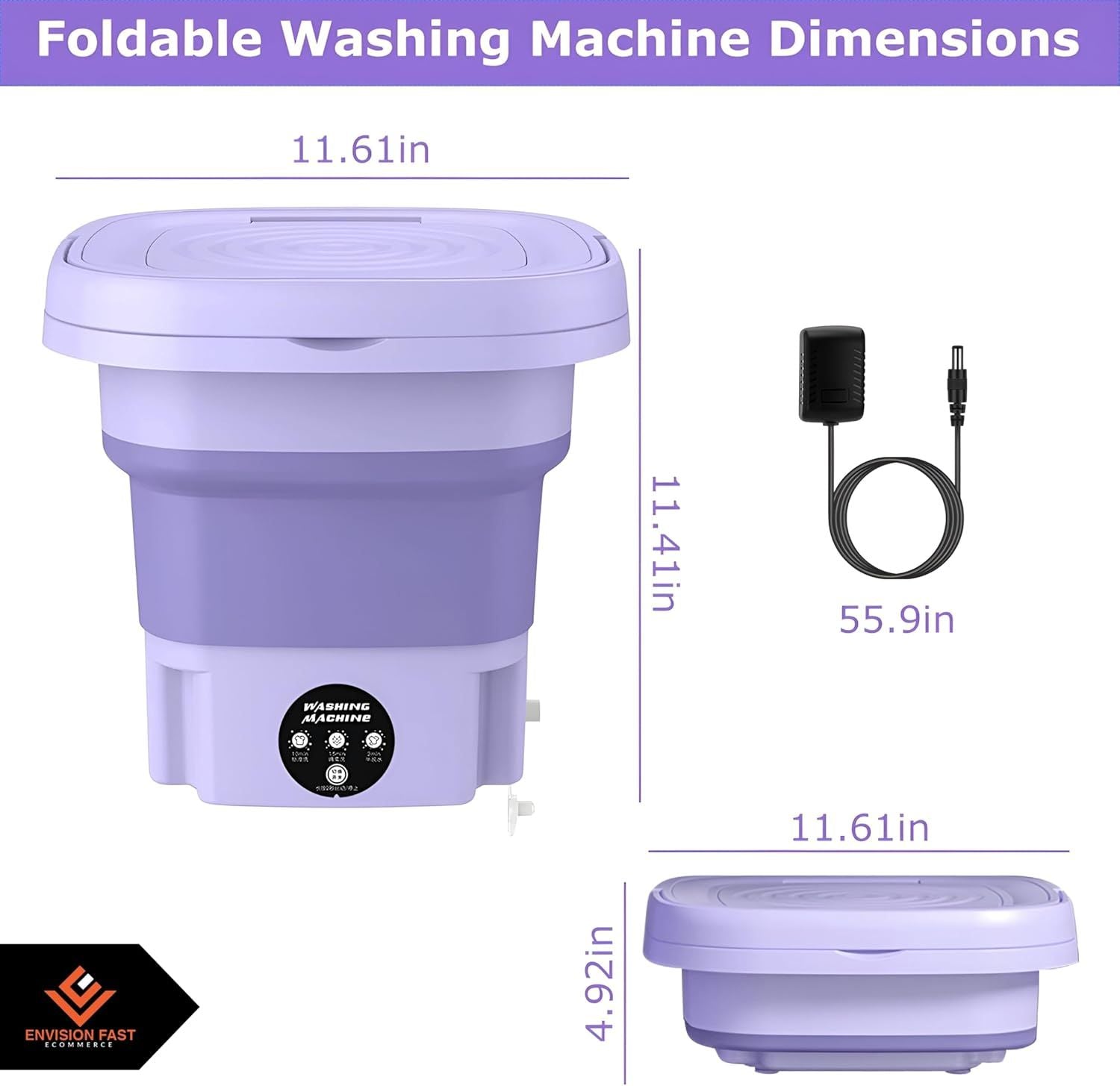 Portable Folding Washing Machine – 16L Mini Washer With 3 Modes