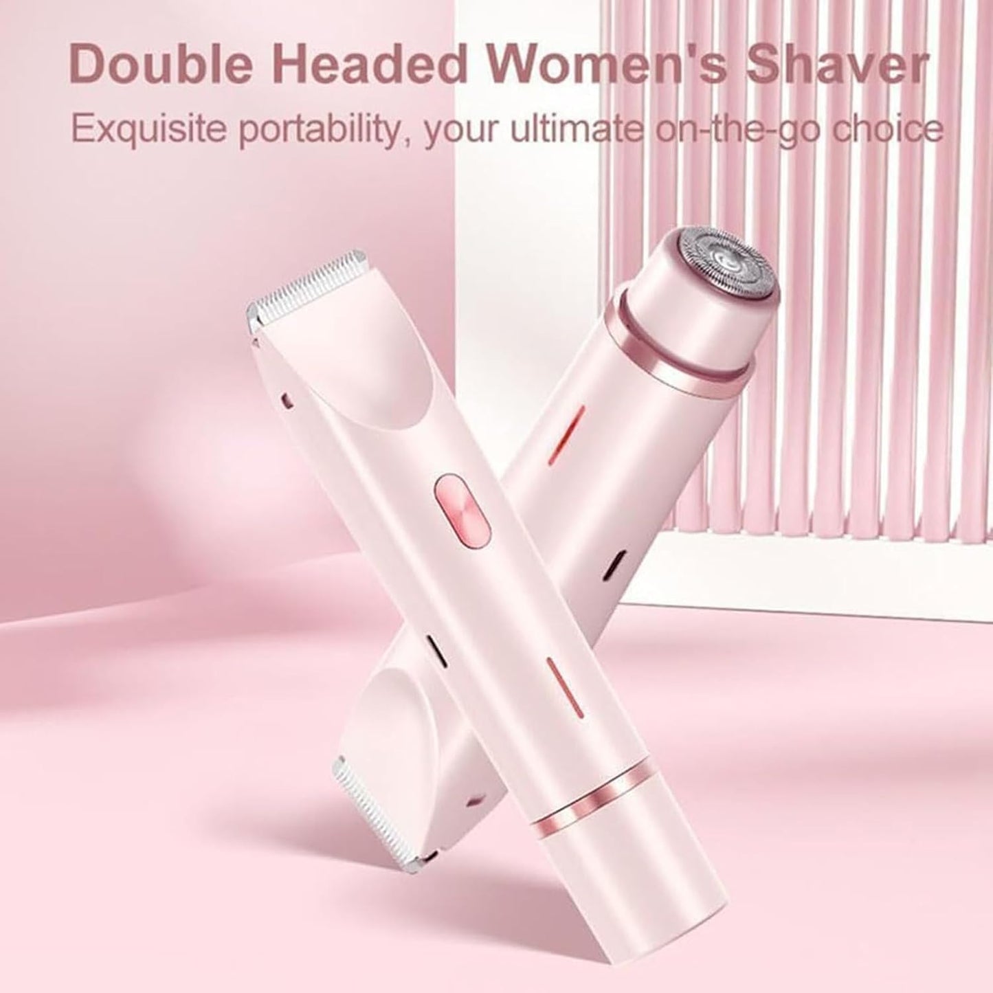 Double Head Shaver & Trimmer - Ipx7 Waterproof Wet & Dry Use (for bikini, underarms, legs, arms, body & face)